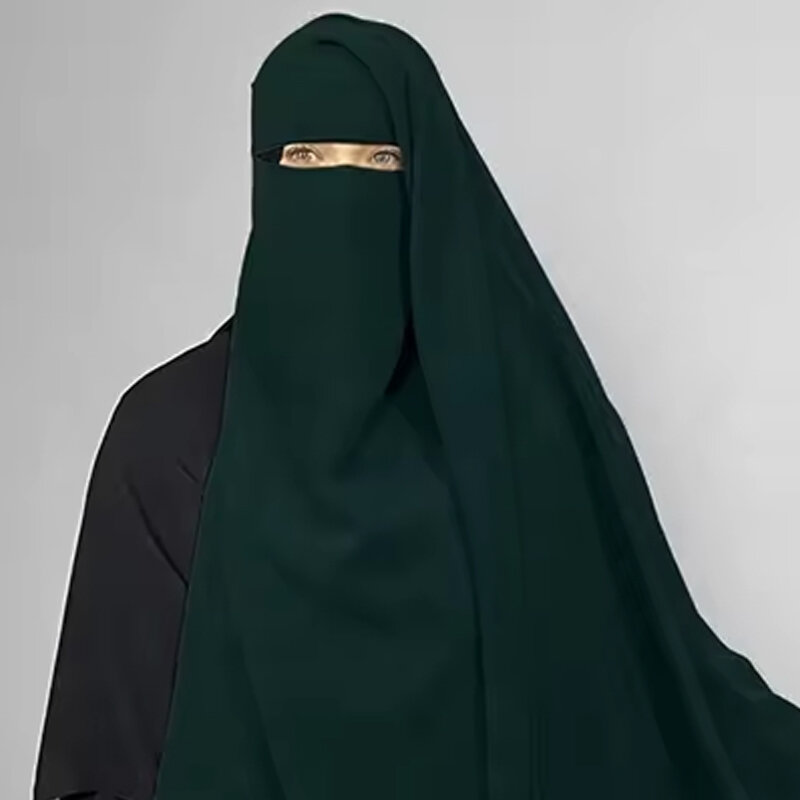 Nowy szyfonowy nikab EID lekki oddychający welon osłona na twarz Khimar Ramadan hurtowy zaokrąglony długi hidżab z tyłu dla muzułmanki