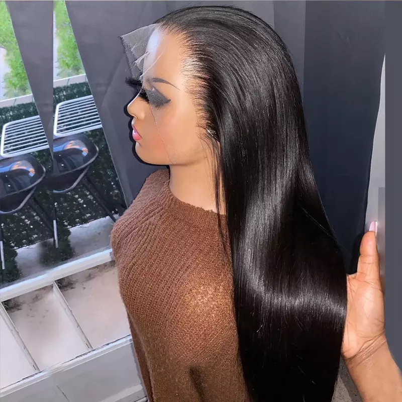 30 40 Inch Bone Straight 13x6 HD Transparent Lace Frontal Wigs Remy Human Hair 13x4 Lace Front Wig For Black Women