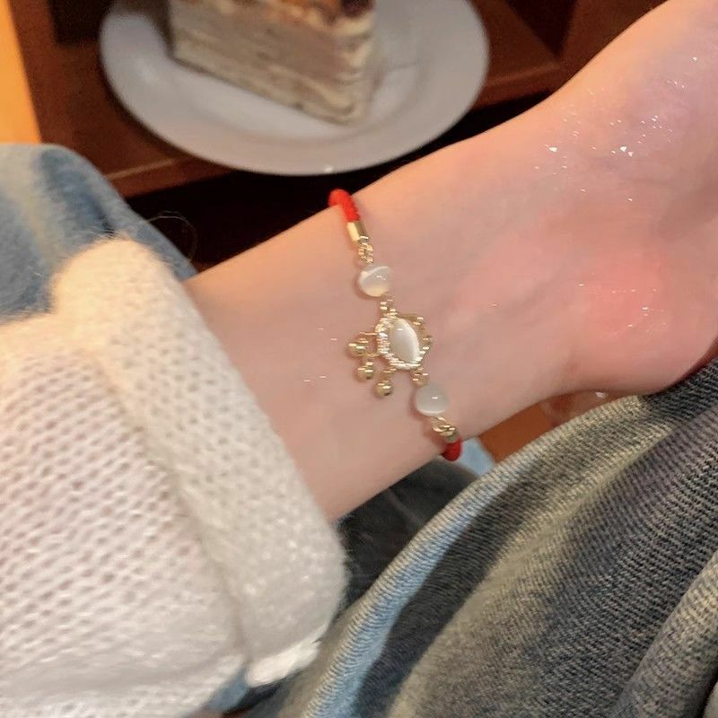 UMQ Blokada bezpieczeństwa Opalowa bransoletka z ciągnięciem Czerwona lina Rok urodzenia Agat Biżuteria ręczna Lekka luksusowa mniejszość Wykwintna