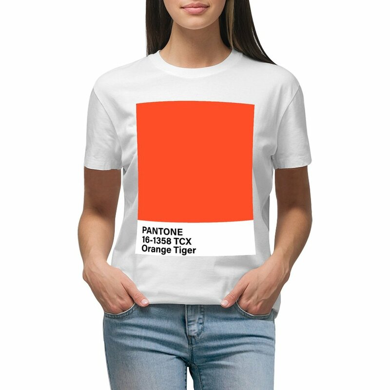 Pantone 16-100 tcx orange Tiger, orange Farbe T-Shirt Grafiken lustige Tier druck Shirt für Mädchen T-Shirt Kleid für Frauen lang