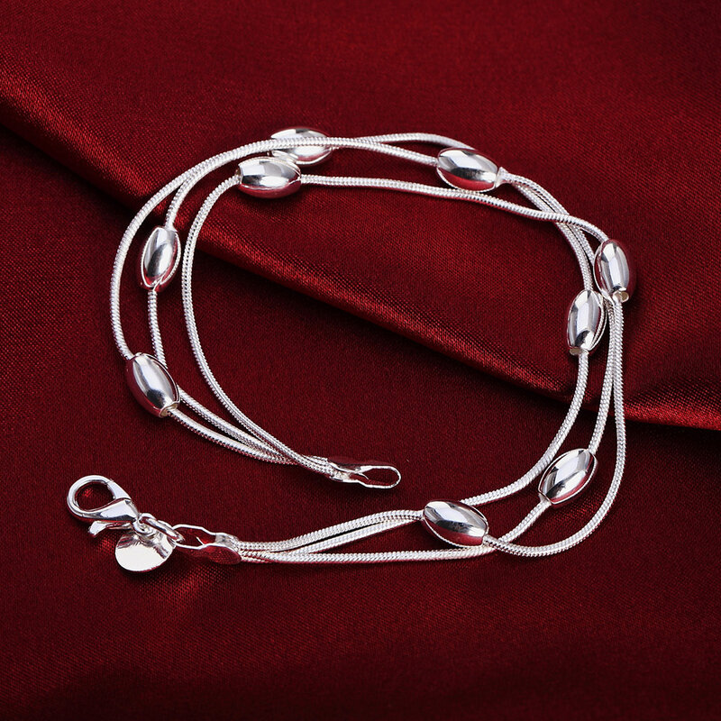 Bela cor prata encantos grânulos cadeia pulseira para mulheres, bom casamento jóias, moda por atacado