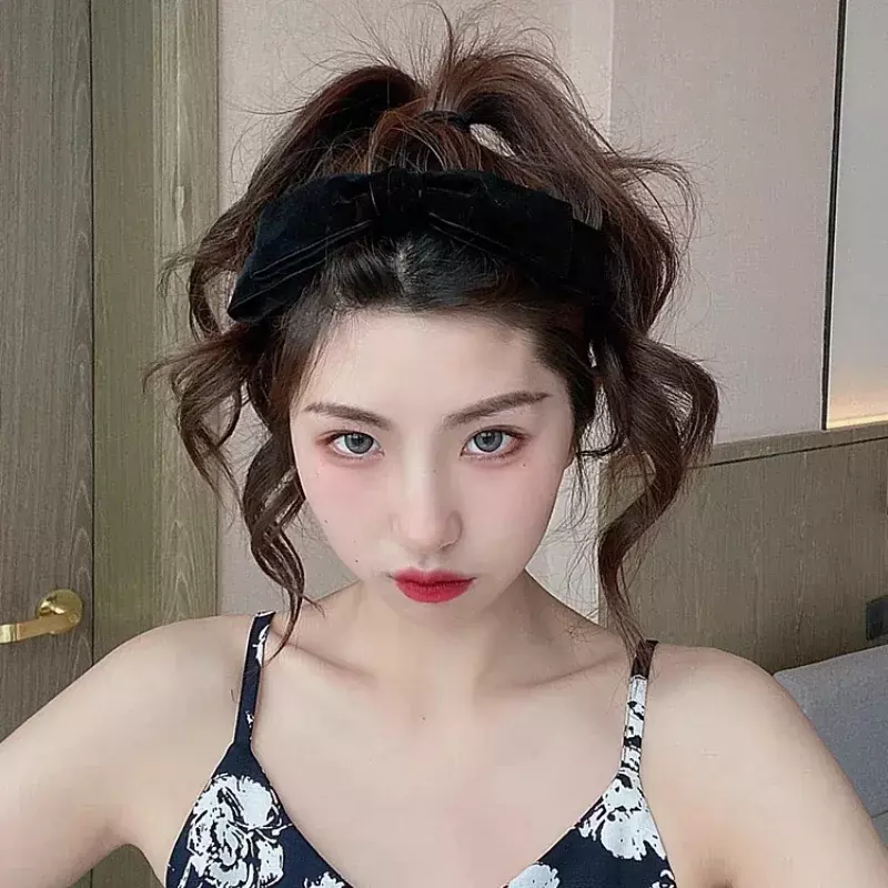 Elegante fascia per capelli con fiocco in velluto per donna coreana Retro fascia per ragazze cerchio Vintage per accessori per fasce per capelli per feste