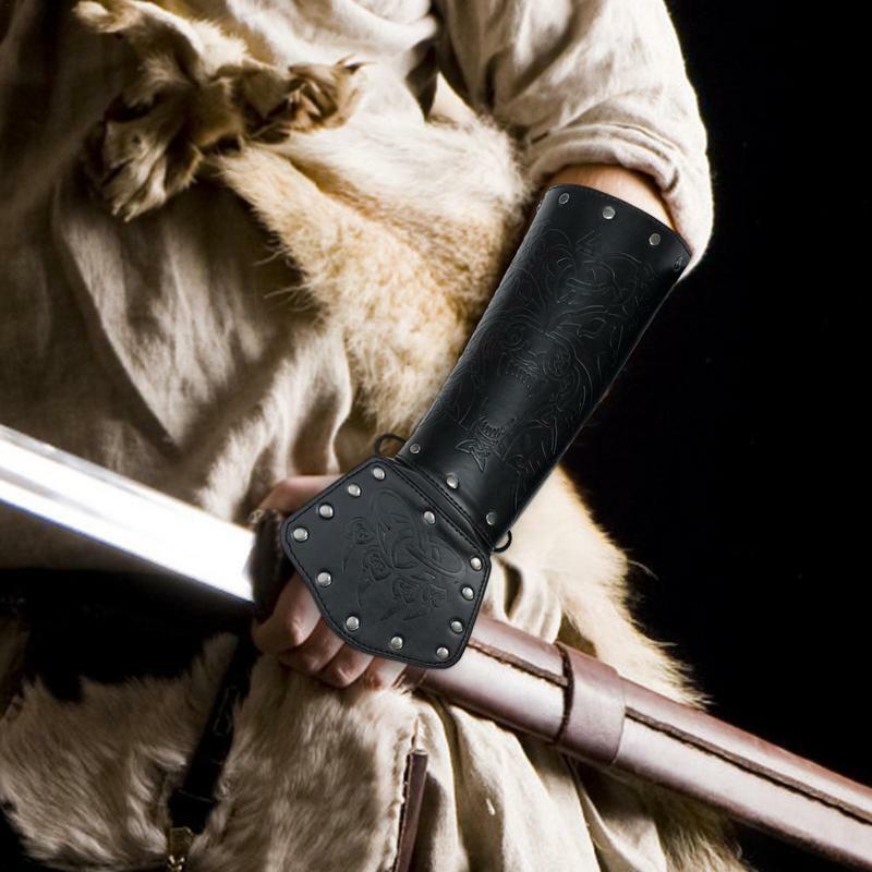 Wikinger Leder armbänder verstellbare Handschuh Armband mittelalter lichen Ritter Stil Kostüm für Männer Jungen Teenager, um ein Mittelalter zu spielen