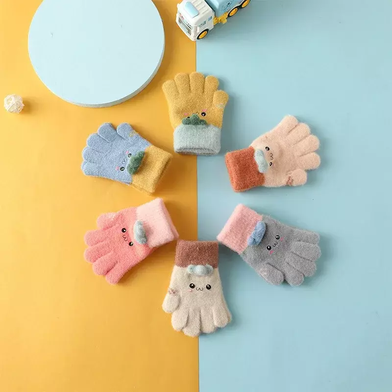 어린이 풀 핑거 겨울 장갑, 야외 손가락 보호, 따뜻한 귀여운 만화 아기 장갑, 4-12T, 신제품