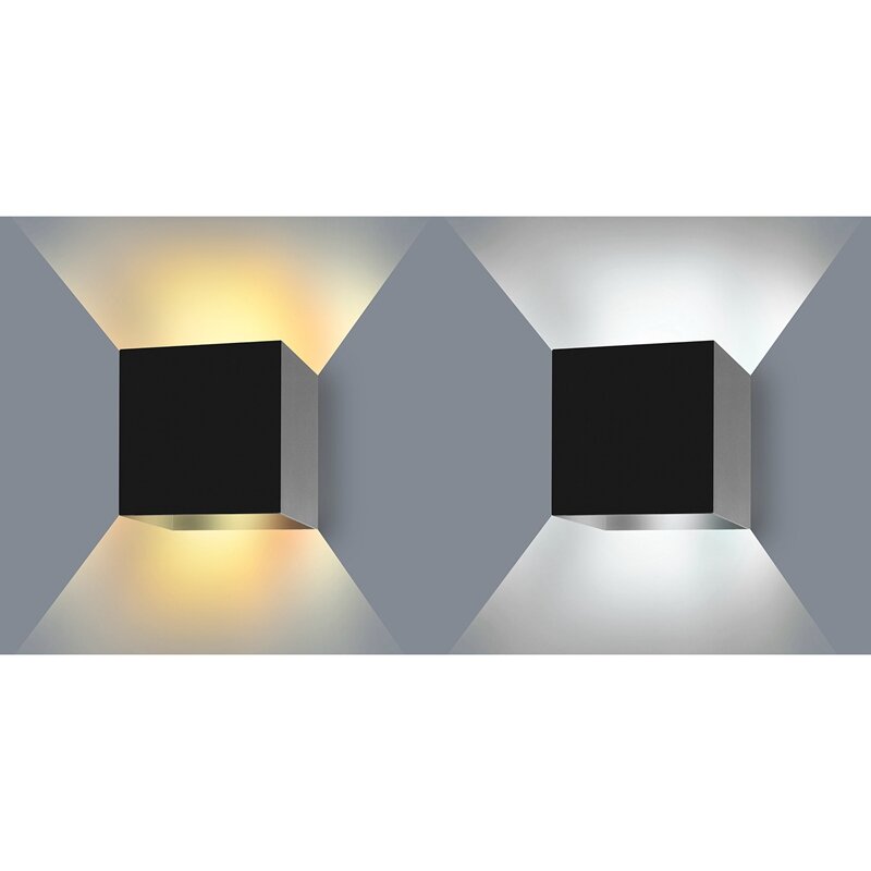 مصابيح جدارية خارجية ليد ، مصابيح ألومنيوم لأعلى ، مصباح حائط مربع مقاوم للماء IP65 ، شعاع قابل للتعديل للشرفة الداخلية