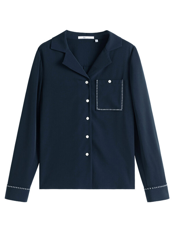 Fsle escritório senhora blus profundo terno gola camisa feminina outono longo mangas compridas novo estilo 2021 design nicho francês camisa
