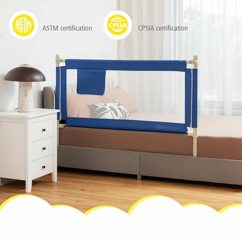 57" Bed Rails for Toddlers Vertical Lifting Baby Bed Rail Guard with Lock Blue  BS10003BL