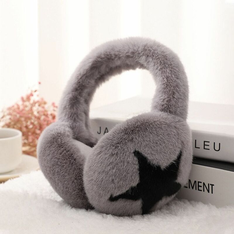 Stars Pattern Winter Earmuffs Fashion Soft Faux Fur Outdoor Ear Warmers Foldable Furry Ear Covers for Cold Weather