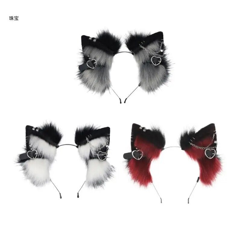 X5QE аниме персонаж повязка на голову в форме кошачьих ушей обруч для волос плюшевые карнавальные вечерние головные уборы костюм