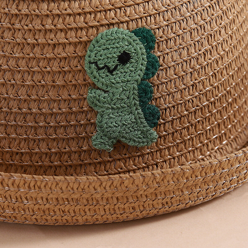 HOT SALE 2023 New Children's Summer Breathable Men And Girls Cartoon Dinosaur Straw Hat Ins Cute Fisherman's Hat Beach Sun Hat