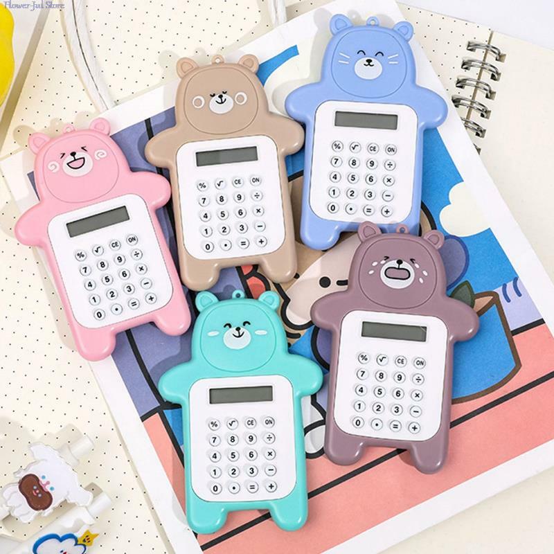 Mini calculadora portátil de bolsillo para niños, pantalla de 8 dígitos, botón ultrafino de dibujos animados Kawaii, suministros escolares bonitos