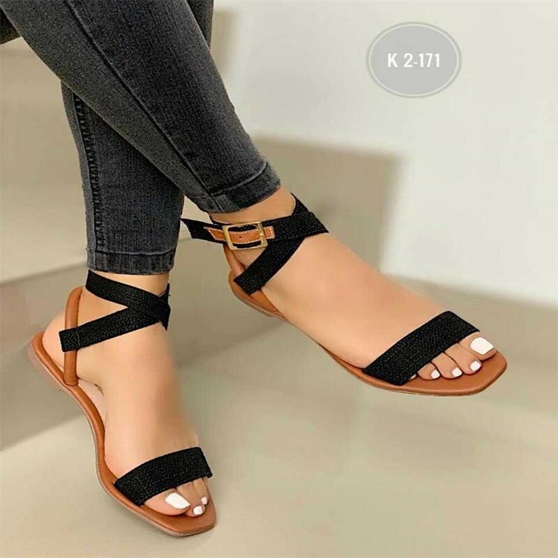 Summer New Fashion Ankle Wrap Outdoor Beach Comfortable Peep Toe Solid Color Sandals Women's Shoes on Offer 2023
