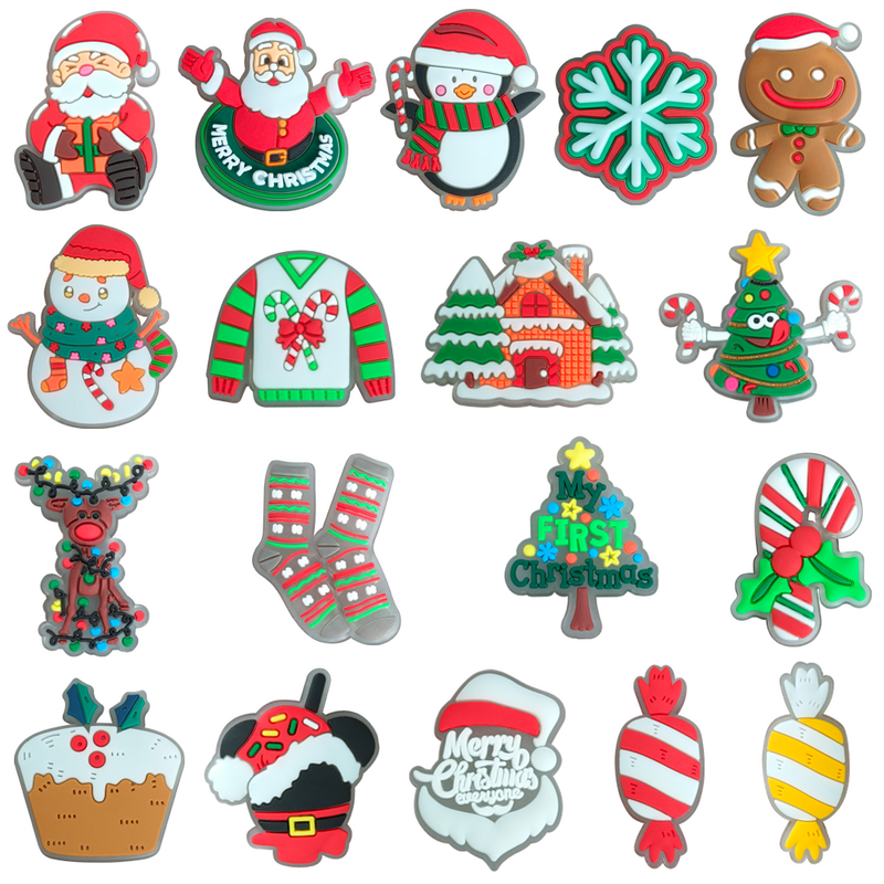 Sepatu Natal hewan, 49 buah pohon Natal pesona sandal manusia salju dekorasi sepatu kue pesona aksesoris remaja hadiah x-mas anak