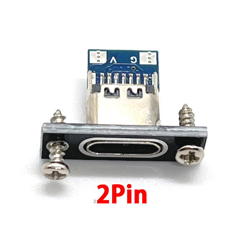 Konektor soket USB Tipe C, colokan USB tipe-c tahan air 2Pin 4 garis solder sambungan wanita, colokan konektor pengisian Port USB Tipe C