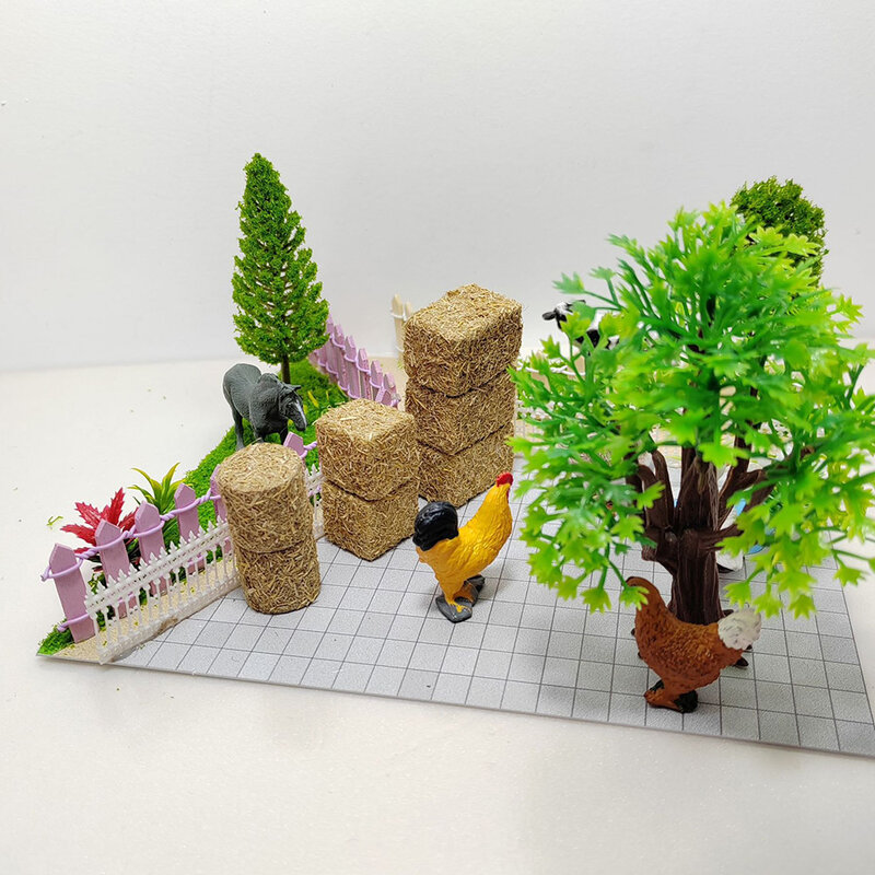 4PCS Simulation Haystack Scale Model Ornaments Dollhouse Farm Rick Miniature Scene Models DIY Home Decor Crafts