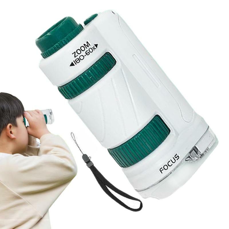 Taschen mikroskop Wissenschaft Spielzeug Kit pädagogische Mini Handheld Experiment tragbare Outdoor-Labor mikroskope mit LED-Licht