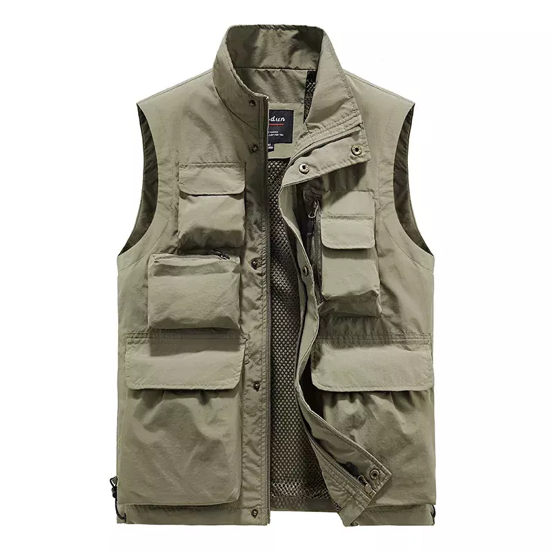 FGKKS-Chaleco con múltiples bolsillos para hombre, chaqueta informal de Color sólido para el trabajo, para Director de Pesca, fotógrafo