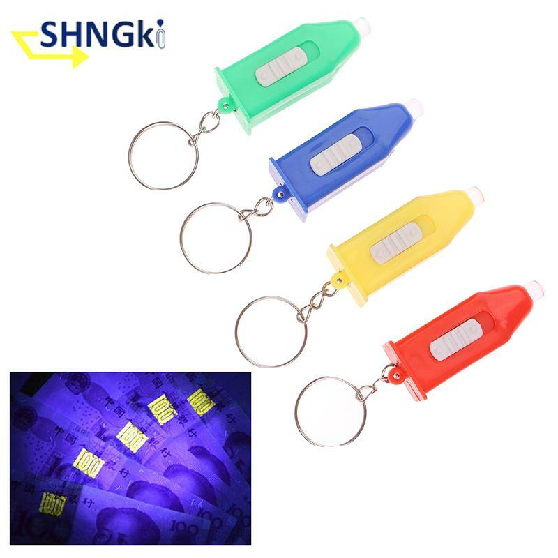 1 Stuks Led Outdoor Gemakkelijk Te Dragen Paars Licht Sleutelhanger Mini Ultraviolet Plastic Zaklamp Cadeau Kleine Hanger