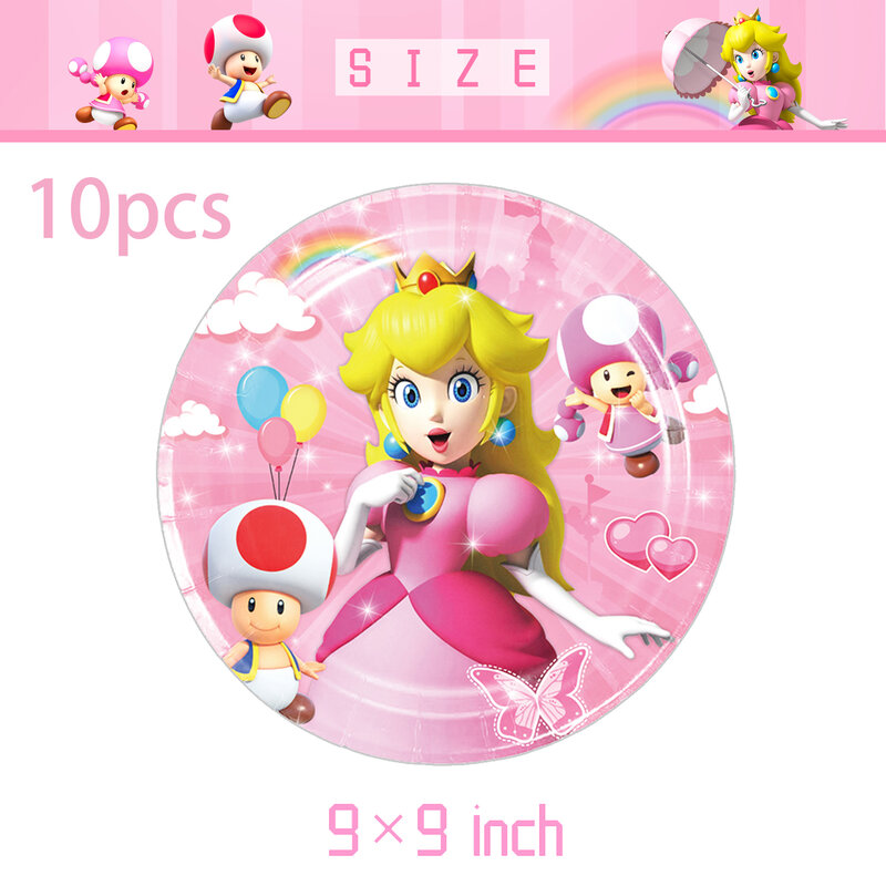 Princess Peach Birthday Party Favor Gift Bags Priness Candy Bag Handle Gift Bags Cartoon Themed Birthday Party Decor Supplies