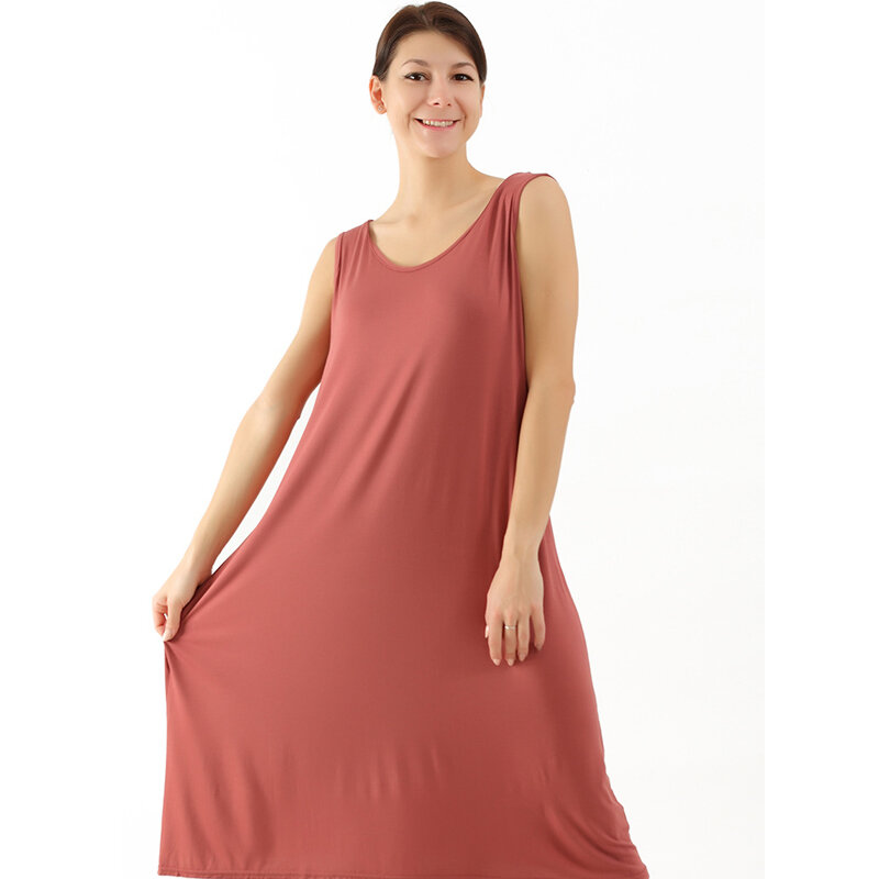 2024 Summer Modal Sleepwear Sexy Sleeveless Long Home Dress Nightgown Lingeries for Woman Spaghetti Strap Nightdress Loungewear