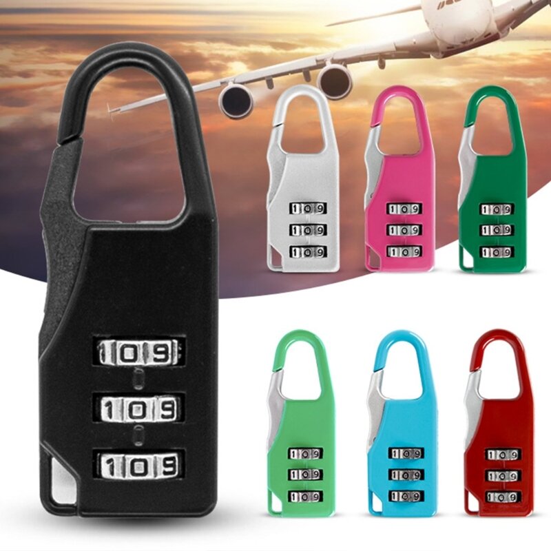 Mini 3 dígitos número senha código bloqueio pequena combinação cadeado segurança reajustável para saco escolar malas