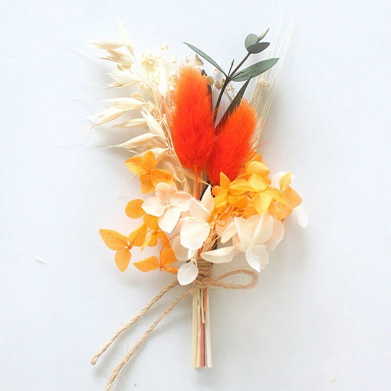 Mini ramo de flores secas naturales para dama de honor, Boutonnieres, padrinos de boda, decoración de boda de Navidad, materiales florales DIY, 1pc