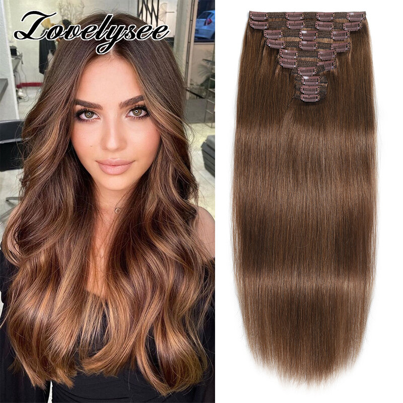 160G 200G Thick Ends Clip in Human Hair Extensions Full Head Brazilian Straight Natural Remy Hair Clip In Hairpiece 10Pcs/set