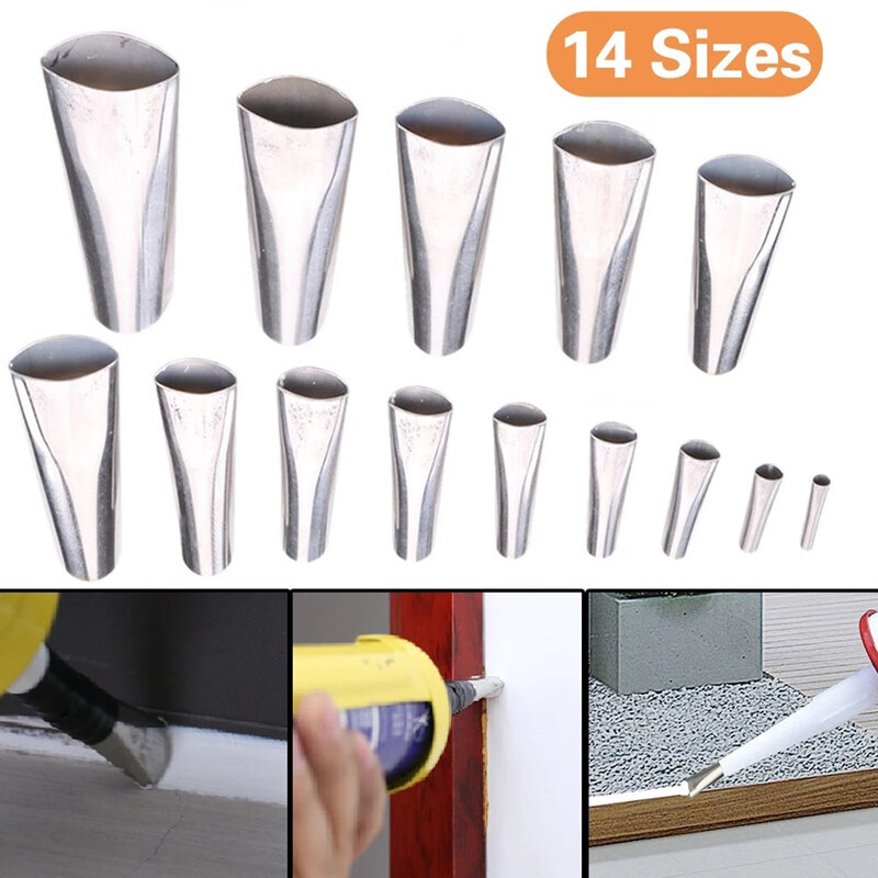14PCS Stainless Steel Caulk Nozzle Applicator Caulking Finisher Glue Silicone Sealant Finishing Tool Kitchen Bathroom Sink Joint