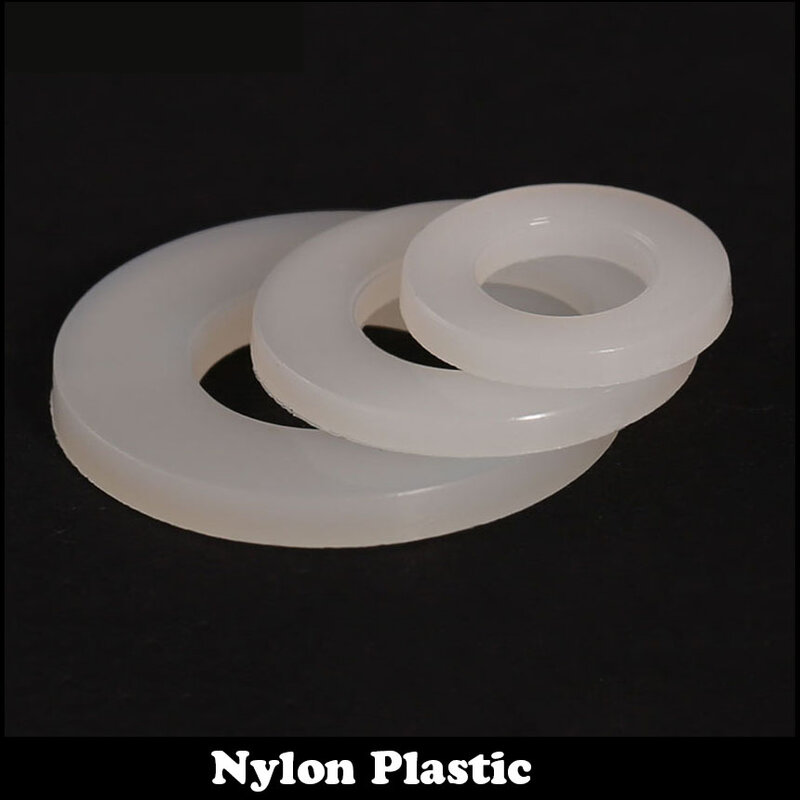 Gaxeta lisa plástica de nylon branca do anel, arruela lisa dura de isolamento, DIN34815, M3, M3 * 6*1, M3x6x1, M3 * 8*1, M3x8x1
