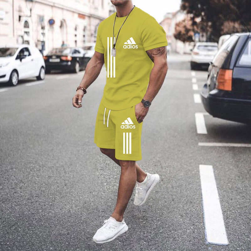 2024 Summer Men's two-piece Casual T-shirt and Shorts Suit Men's Sports short-sleeved suit Fashion short-sleeved sportswear T-sh