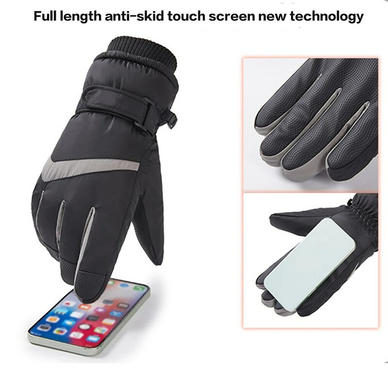 Winter Snowboard Ski Gloves Thick Soft Cotton-filled Warm Touch Screen Anti-slip for Cold Weather Outdoor Skiing and Cycling