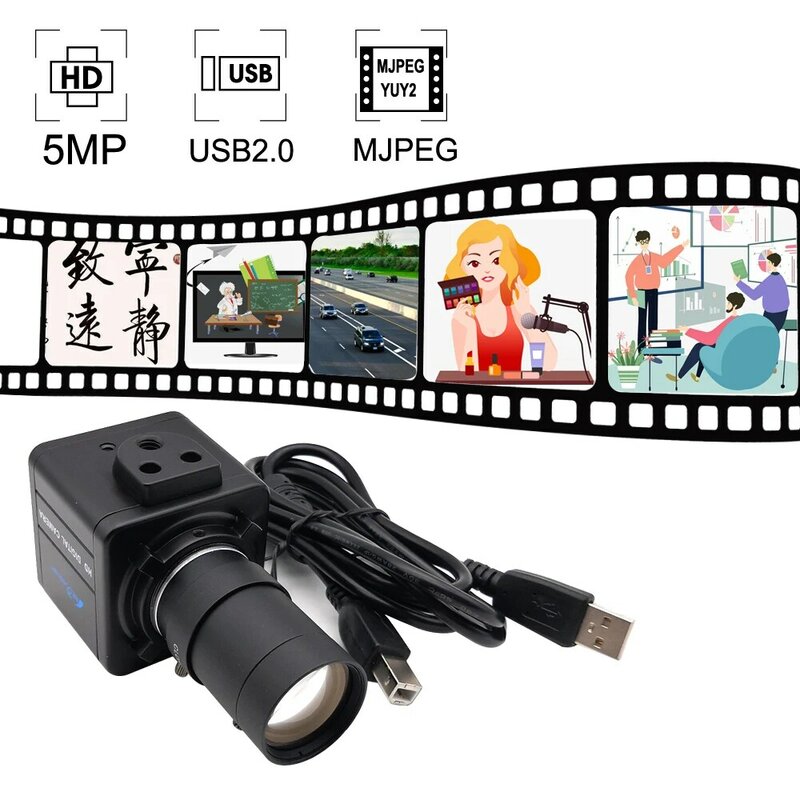 NEOCoolcam Ngành Công Nghiệp HD 2.8-12Mm 5-50Mm Varifocal Zoom Chiếu Sáng Thấp 5MP 30fps MJPG Webcam USB UVC PC Web Camera Giám Sát