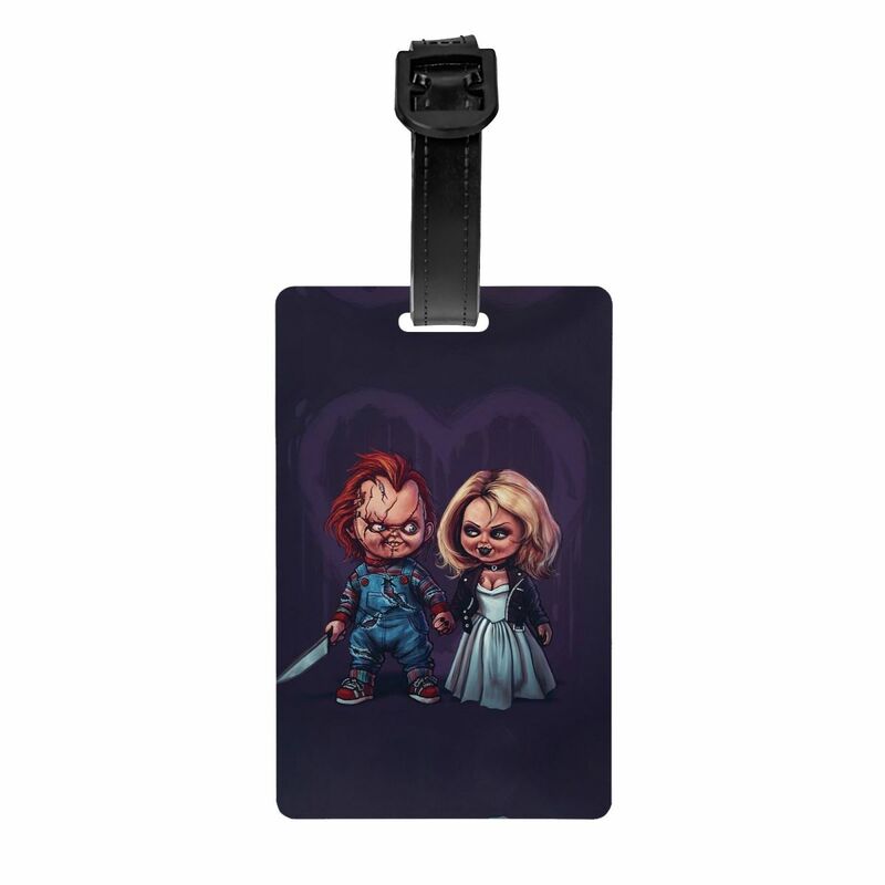Bride Of Chucky etiqueta de equipaje, película de terror, bolsa de viaje, Maleta, cubierta de privacidad, etiqueta de identificación