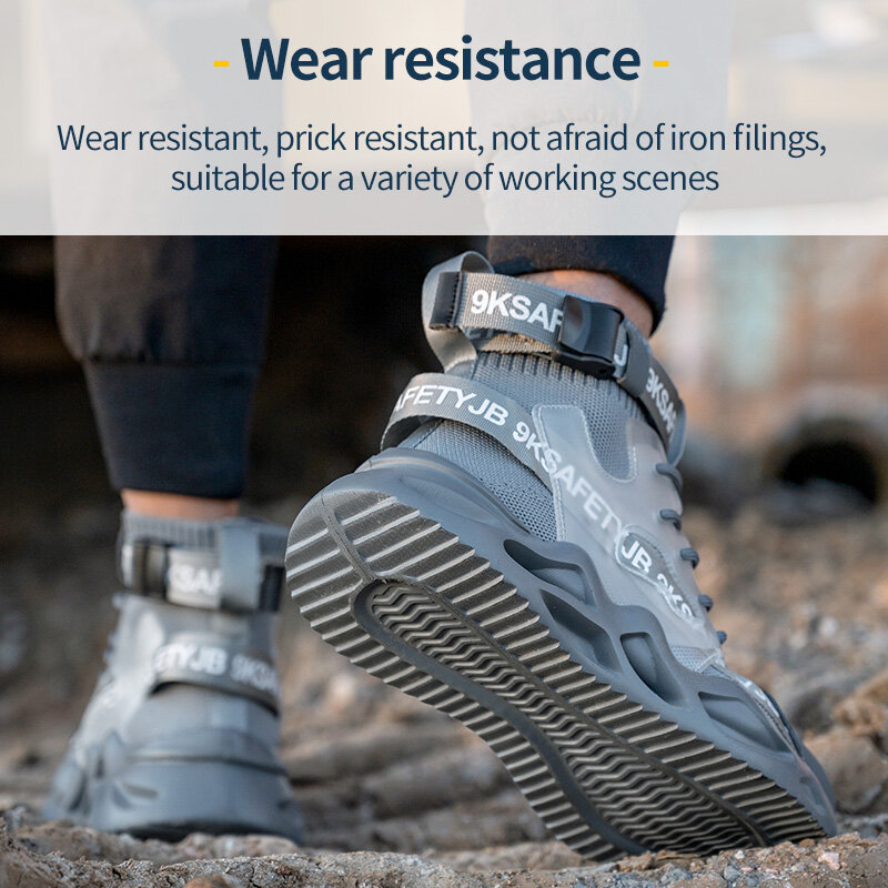 Yupinjia-Sapatos de trabalho resistentes a perfurações masculinas em aço, sapatos confortáveis de segurança esportiva, não facilmente danificados