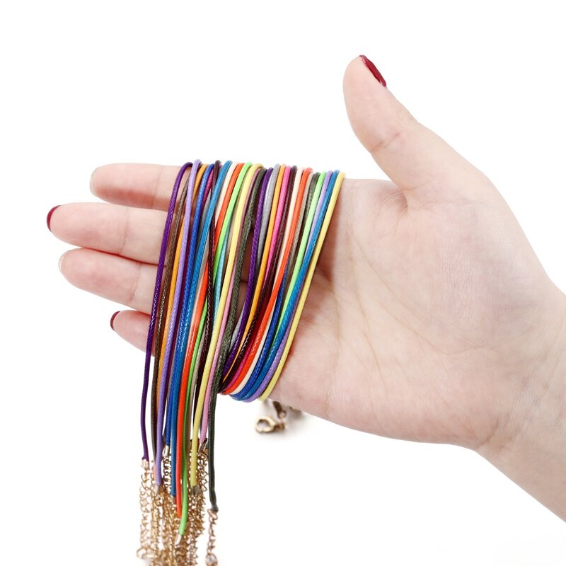 Collar de cordón de cuero con broche, cuerda trenzada ajustable para fabricación de joyas, DIY, suministros de pulsera, 1,5/2mm de diámetro, 10 Uds./lote
