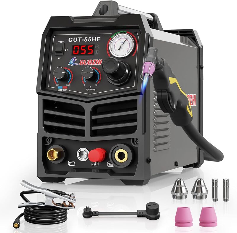 Plasma Cutter Machine, 55amp Non-Touch Pilot Arc, Dual Voltage 110V/220V Met Ons Connector