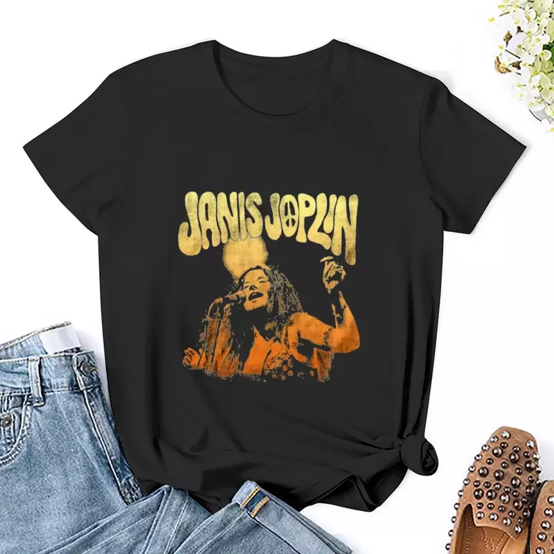 Janis Joplin 레트로 선물 라이브 소프트 티셔츠, 동물 프린트 셔츠, 소녀 히피 의류, 여성 의류, 여름 탑