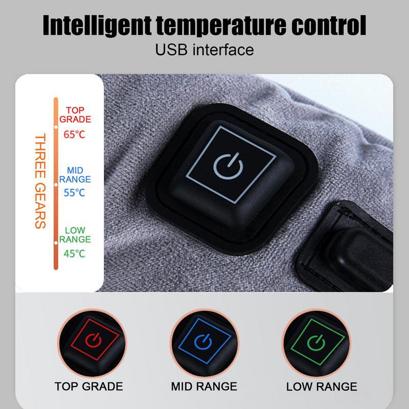 Cojín de asiento calefactado Universal para invierno, almohadilla cálida recargable por USB para exteriores con 3 niveles de calefacción, calentador de asiento de grafeno