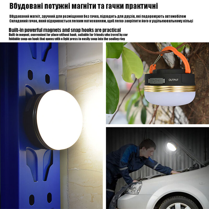 Tragbare Hochleistungs-wiederauf ladbare LED-Licht langlebige wiederauf ladbare Lampe Power Camping Zelt Beleuchtung Laterne Not licht