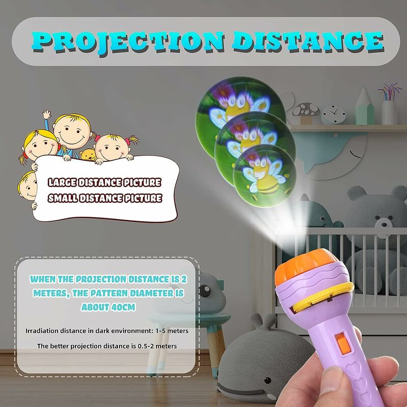 Flashlight Projector Toy for Boys Girls Toy Animal Dinosaur Vehicle Fruit with Projectors &  Patterns for Fun Cognition Bedtime