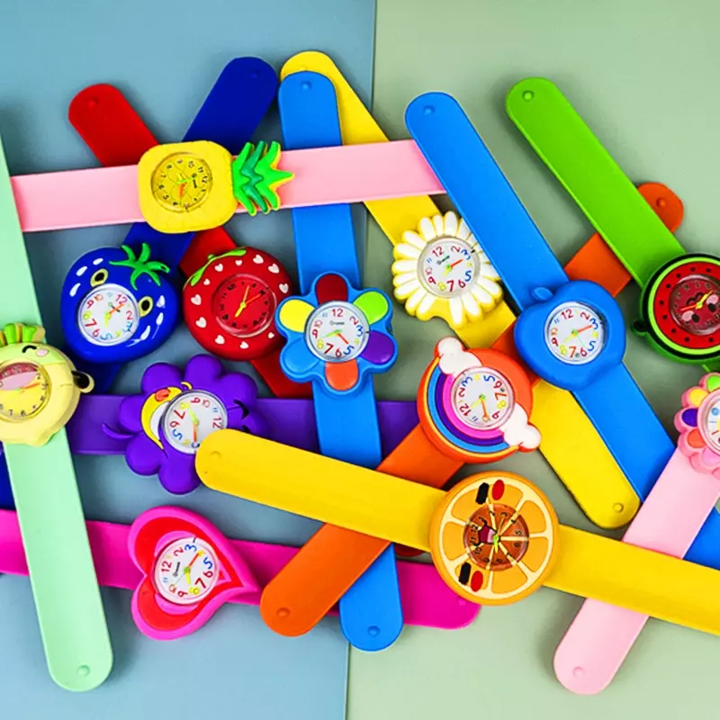 Cartoon Blumen Obst Kinder Uhren Baby Geburtstags geschenk Kinder Ohrfeigen Armbanduhr lernen Zeit Spielzeug Armband Uhr