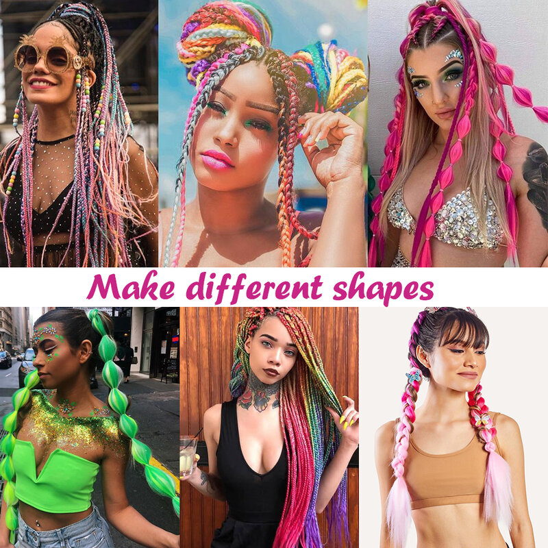 Trenzas Yaki sintéticas de 24 "para mujer, extensiones de pelo trenzado de kanekalon ombré, extensión de cabello trenzado Jumbo, cabello DIY de cientos de colores