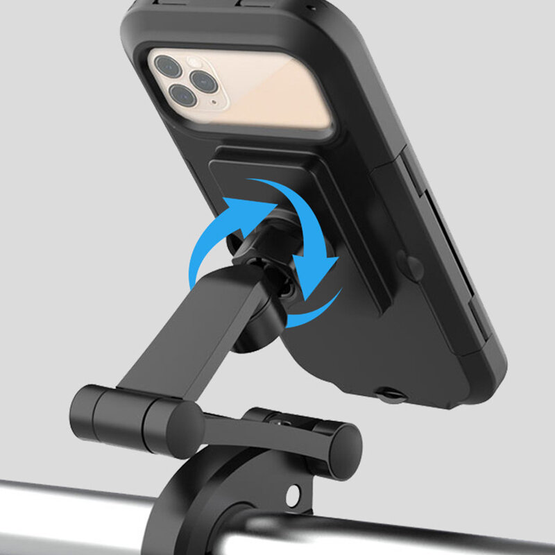 Dudukan ponsel Universal sepeda, dudukan ponsel cangkang keras tahan air 360 ° dapat disesuaikan hingga 6.7 inci