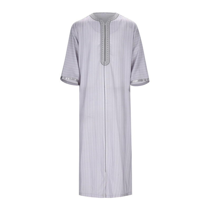 Gaun Muslim lengan panjang pria 2024 gaun Muslim Muslim Timur Tengah baru pakaian Saudi Maroko Pria Thobe Jubba Kandora djellum