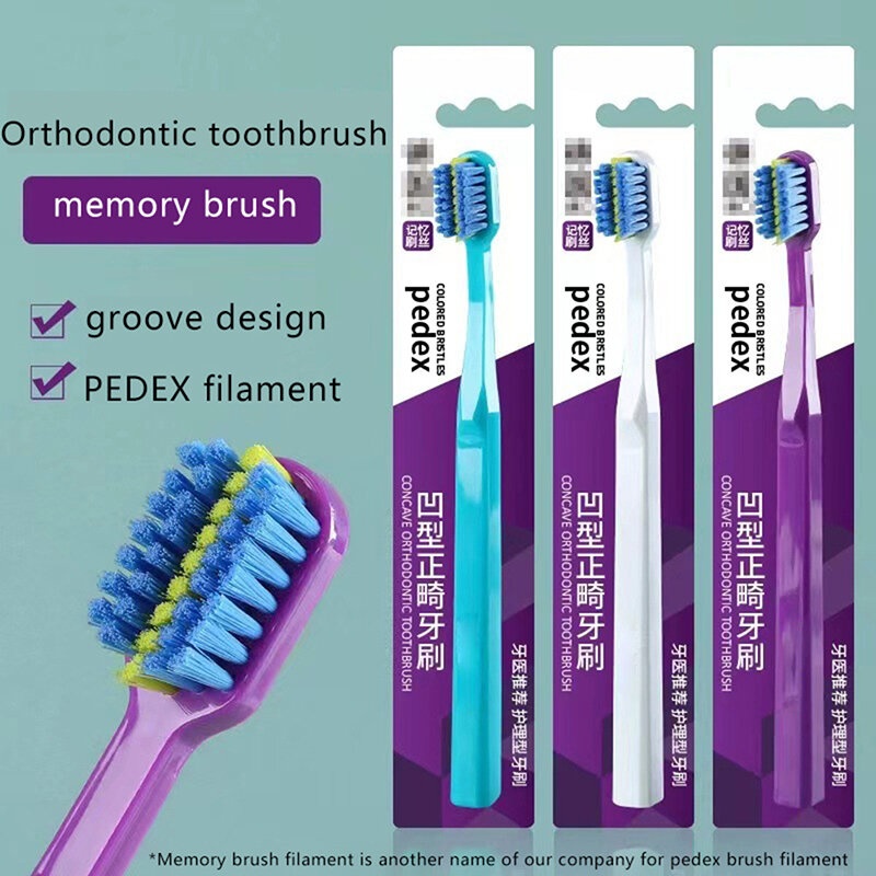 Escova de dentes de cerdas macias para saúde bucal Escova de dente dental Aparelho ortodôntico limpo, adulto, 1pc