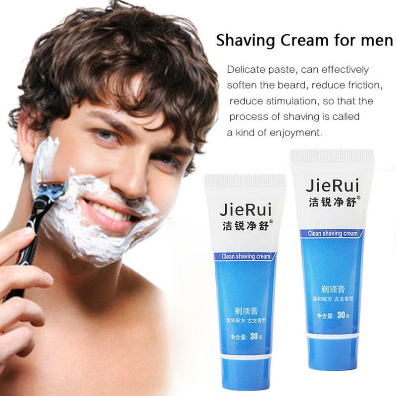 Crema de afeitar suave para hombres, crema de afeitar hidratante suave para Barba, limpieza refrescante, espuma suavizante para Barba, D4B9, 30g