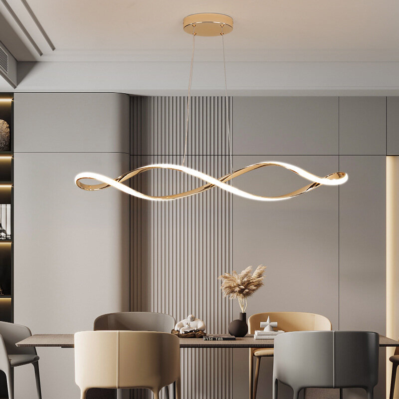 Modern Luxury Art  Line LED Hanging Chandelier Restaurant Bar Kitchen Bedroom Designer Pendant Lamps Indoor Lighting Decoration