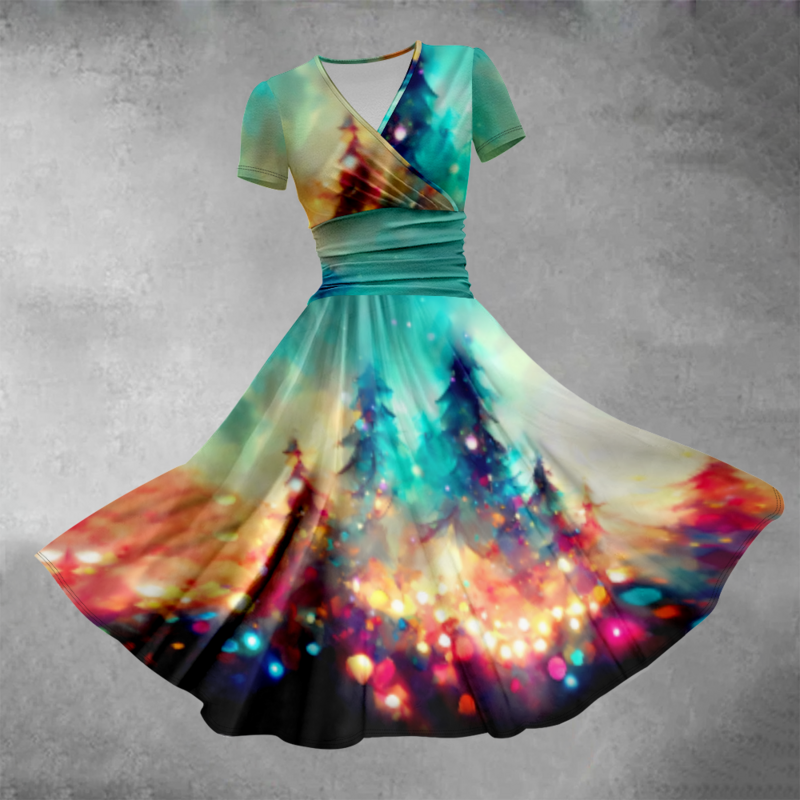 Letnia sukienka 2024 z nadrukiem drzewa Seksowna sukienka maxi Stylowa sukienka plażowa Vestido Sukienki wieczorowe Eleganckie sukienki dla dziewczynek