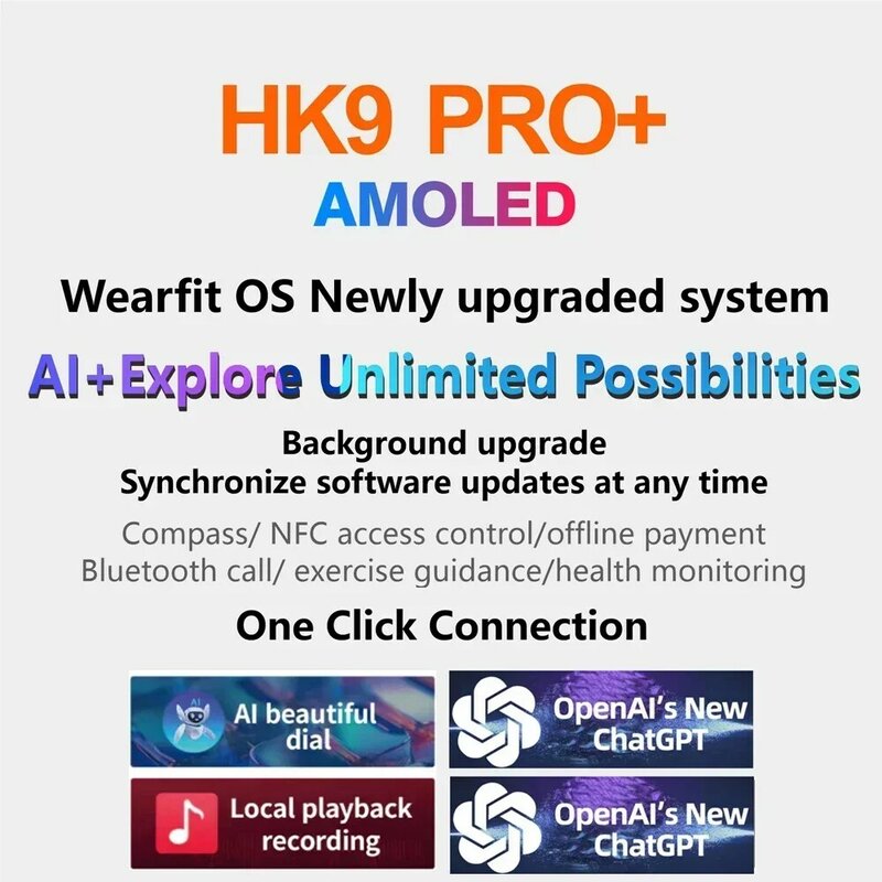 Reloj inteligente AMOLED HK9 Pro Plus Ultra 2 para hombre, dispositivo con almacenamiento de 2GB, HK8 Pro Max, Gen2, actualizado, 9, NFC, PK Hello Watch 3