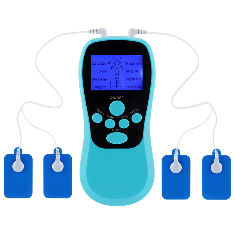 EMS Tens Массажный мини-массажер синий экран двойной выход массаж всего тела Акупунктура электрическая терапия массажный инструмент